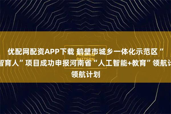 优配网配资APP下载 鹤壁市城乡一体化示范区“数智育人”项目成功申报河南省“人工智能+教育”领航计划